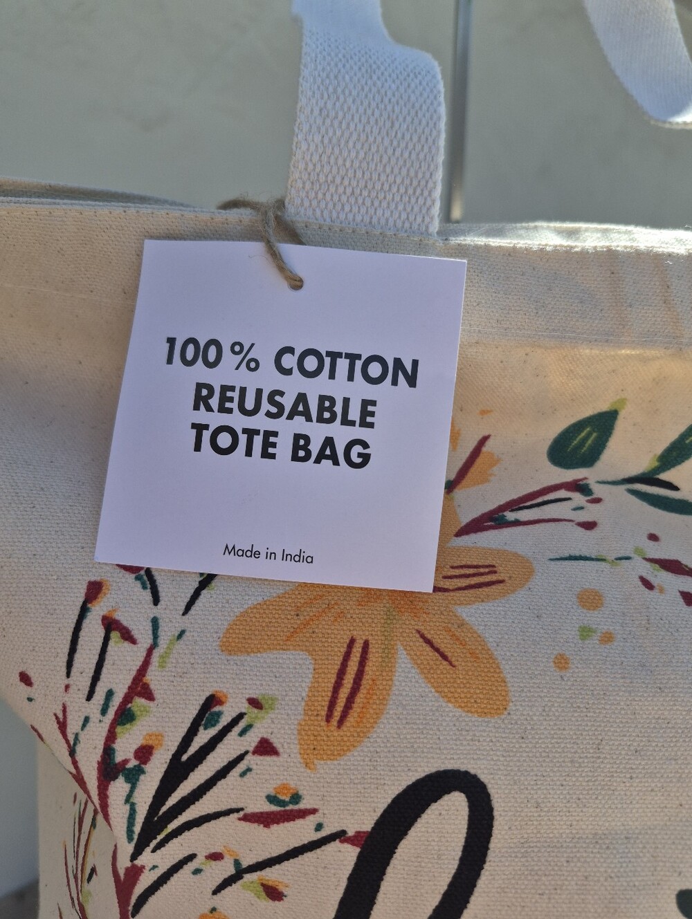 Ex-Large 100% Cotton Floral Canvas Tote Bag. 'Be Still & Know That I Am God' - Picture 4 of 4